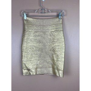 Herve leger gold metallic bandage mini skirt